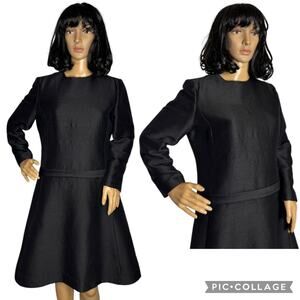 Vintage Albe Schrader 60's A line round neck black long sleeved dress size large